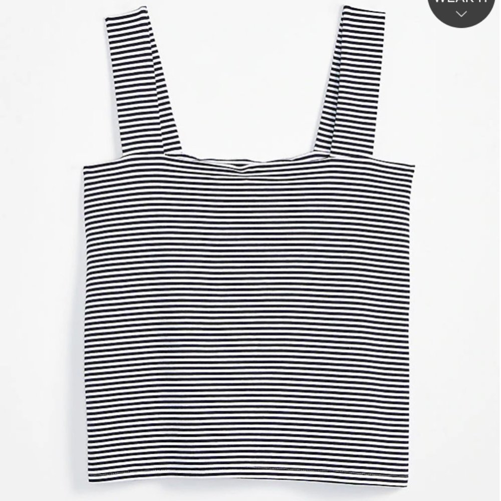 Petite Striped Fitted Square Neck Tank